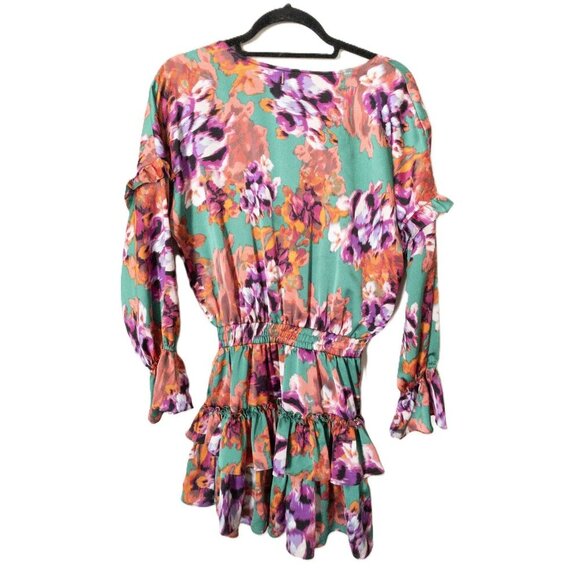Misa Los Angeles XS Floral Ruffle Mini Dress Amalya Multicolor Made In USA - Picture 2 of 11